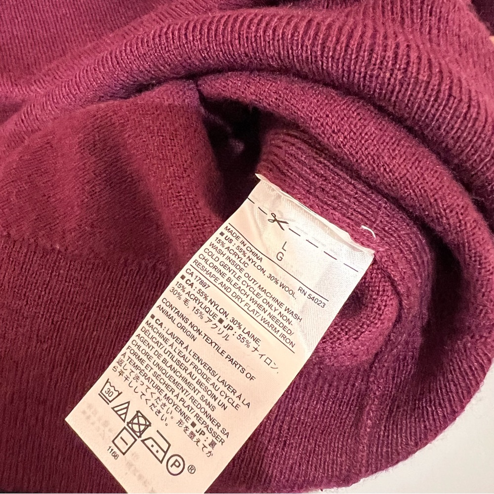 NWT Banana Republic Factory Burgundy Mock Neck Sweater Women’s Size L - Picture 6 of 7